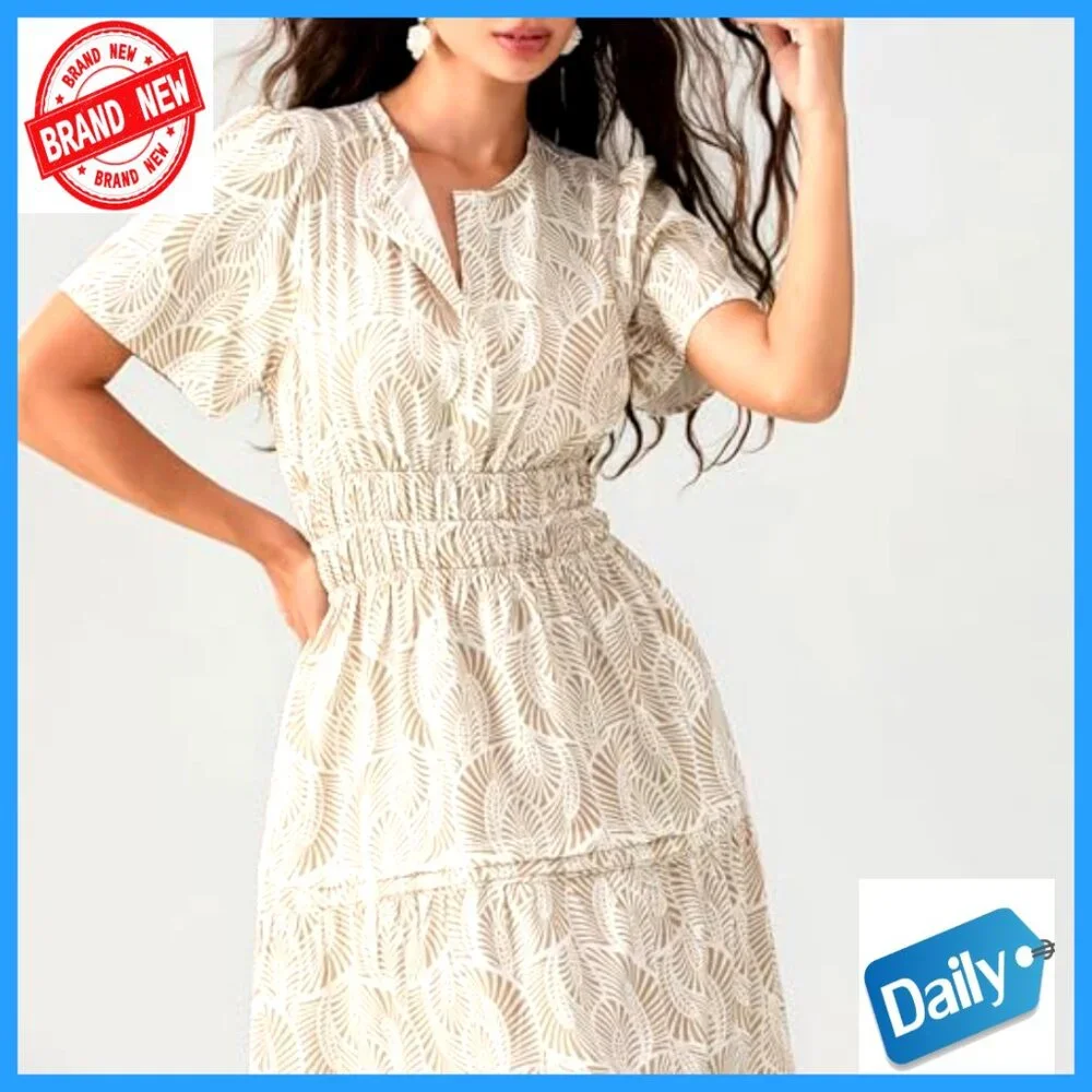 Short Sleeve V-Neck Maxi Dress with Smocked Waist and Pockets - Picture 7 of 7